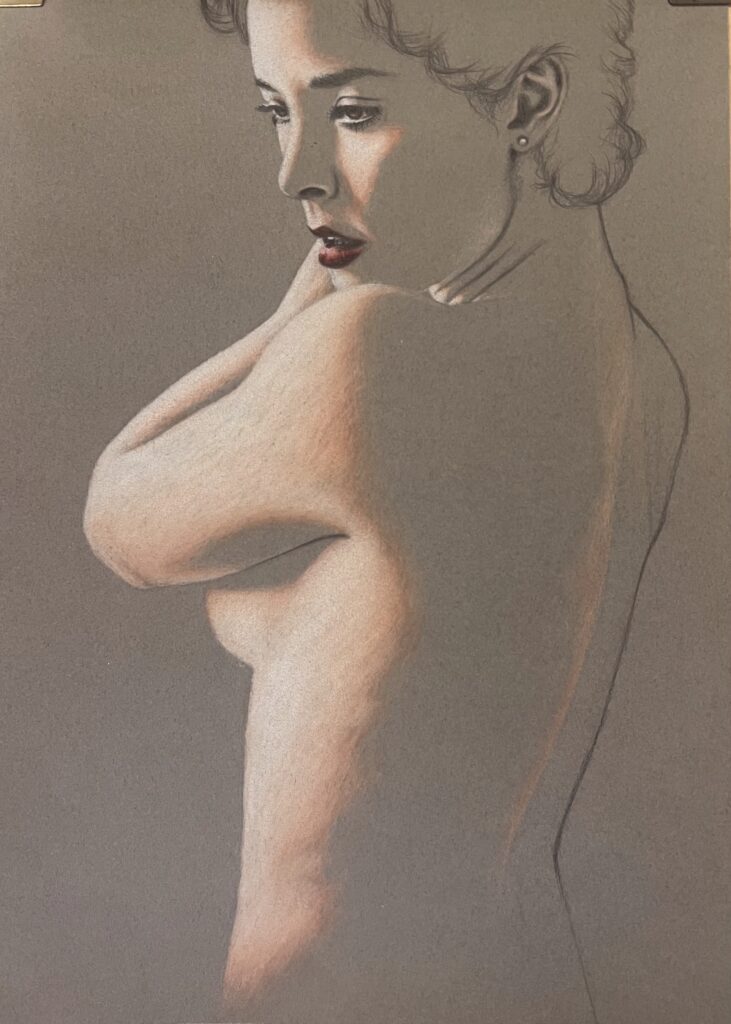 wip drawing head hands tekening tekenen cursus course workshop progress step by step white paper wit papier draw studie study of the head studie van het hoofd planes vlakken Zoetermeer colored paper toned papier CKC sketch schetsen colored paper portrait portret drawing gekleurd midden toon midtone grijswaarden