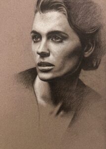 wip drawing head hands tekening tekenen cursus course workshop progress step by step white paper wit papier draw study of the head studie van het hoofd planes vlakken Zoetermeer colored paper toned papier workshops Naaldwijk les lessen leren learning